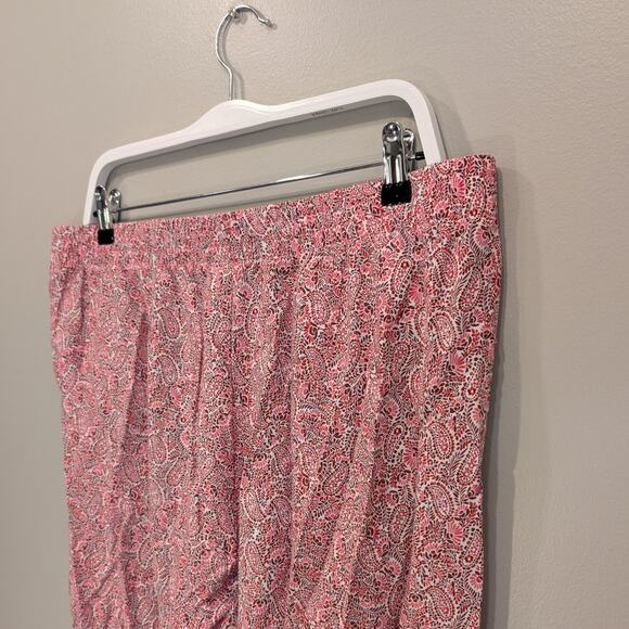 J.Jill Casual Dress Pants Pink Red Paisley Floral Tropical Pockets - Size LT - Picture 4 of 9